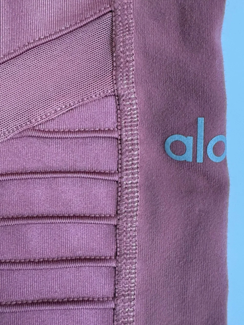 ALO Yoga Moto High Waist Ribbed Mesh Panel Leggings Cherry Sz Small Yoga Gym